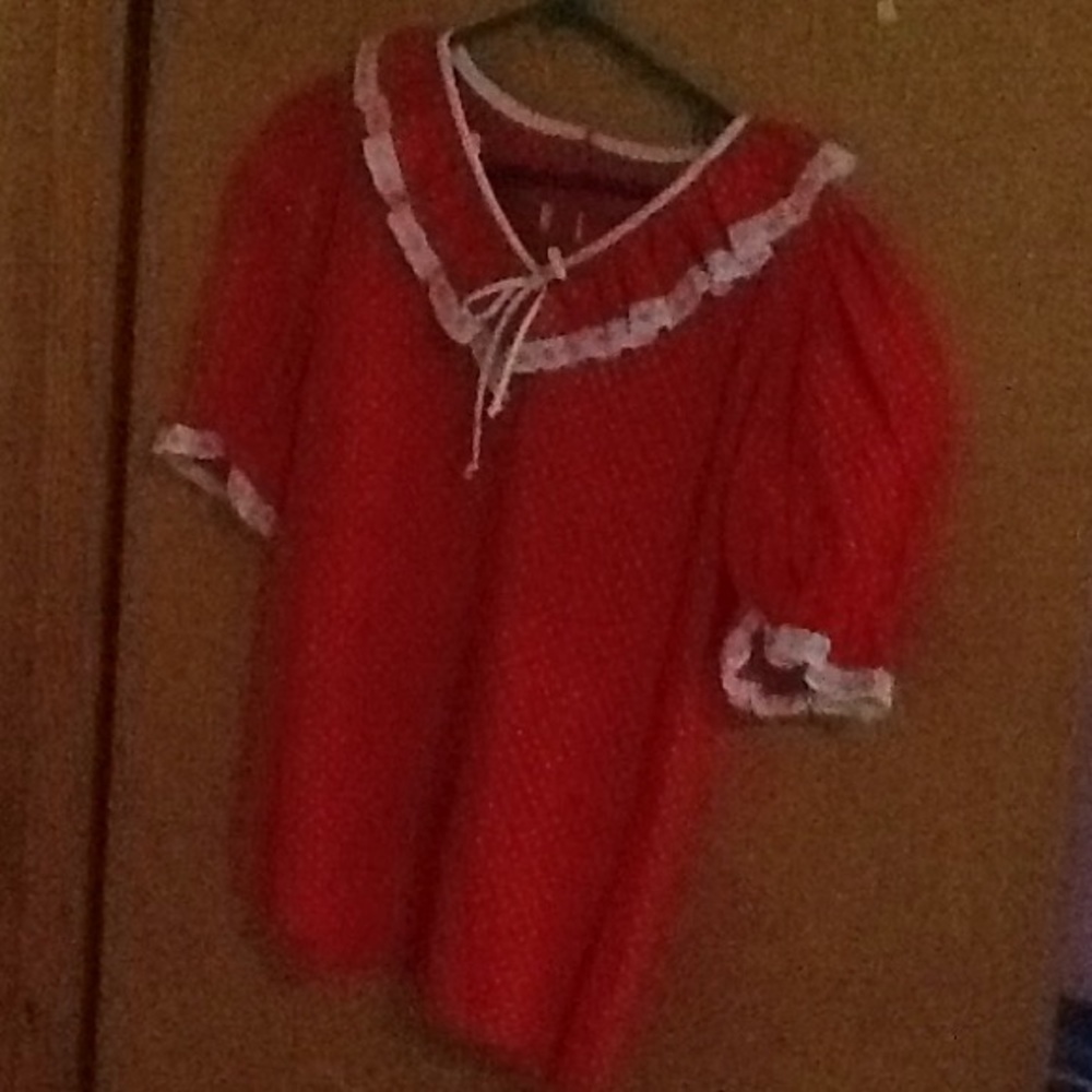 Bright Red/White polka dotted blouse